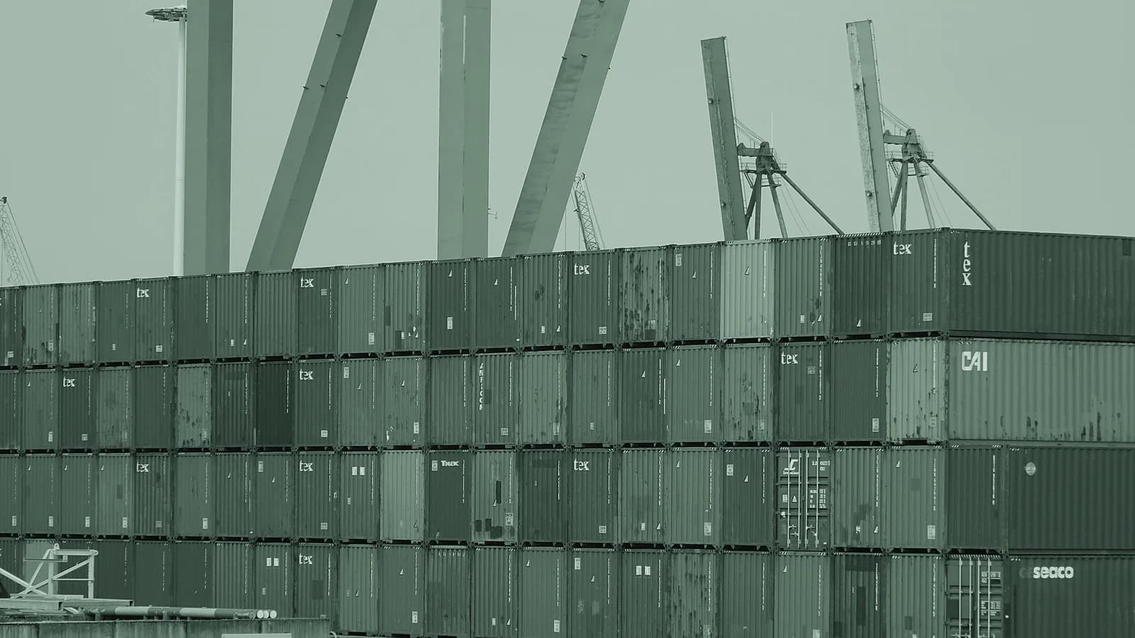 Stacks of shipping containers at the Port of Rotterdam.